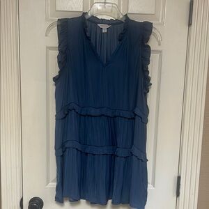 Destination Maternity Blue Tiered Sundress with Flutter Sleeves